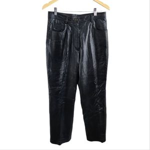Marie Claire black guenuine leather pants, moto pants, Matrix Style, size 11
